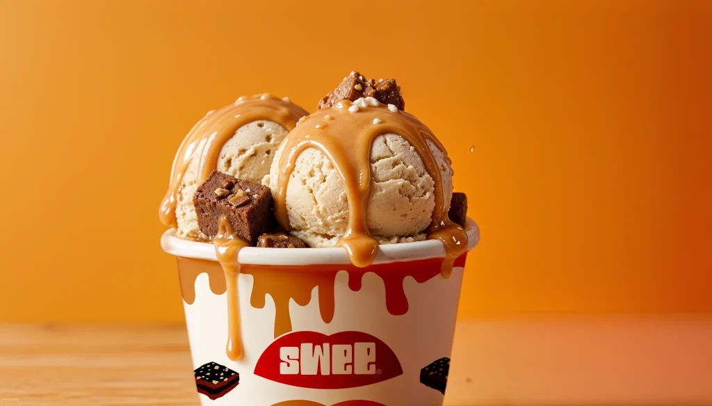Copo de gelado swee de caramelo e brownie