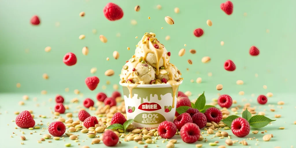 sabores swee gelado de pistácio framboesa